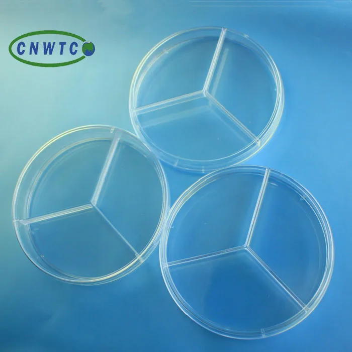 
Plastic Three Compartment Cell Dish Segmented 90x15mm Petri Dish  (60834382779)