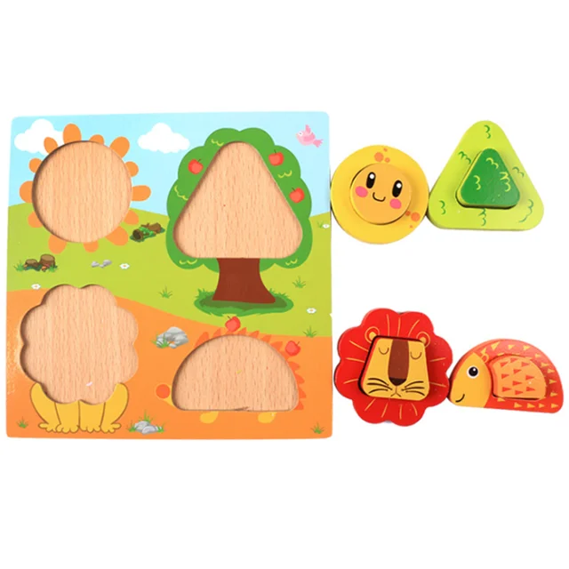 4 Designs Jigsaw Puzzle Cartoon Animation Kids 3D Wooden Puzzles Toys