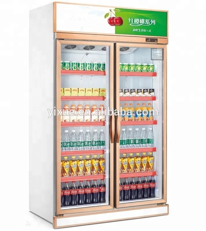 Two Doors 1000L Soda Beer Beverage Display Refrigerator With Imported Compressor