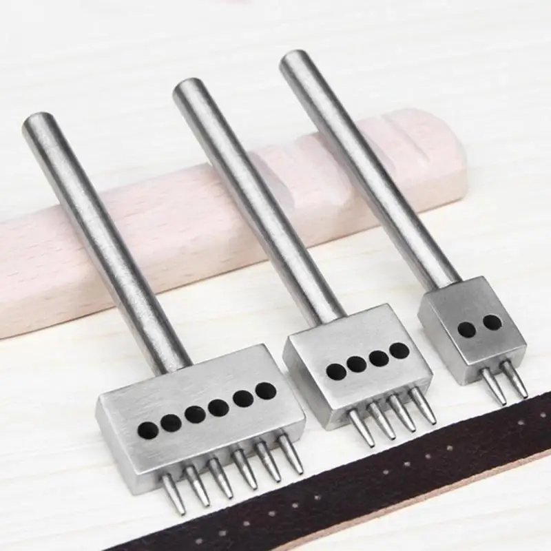 
Steel 6mm 2/4/6 Prong Leather Punch Tool Spacing Row Circular Cut Hole Stitching Punch Cutter DIY Leathercraft Tools 