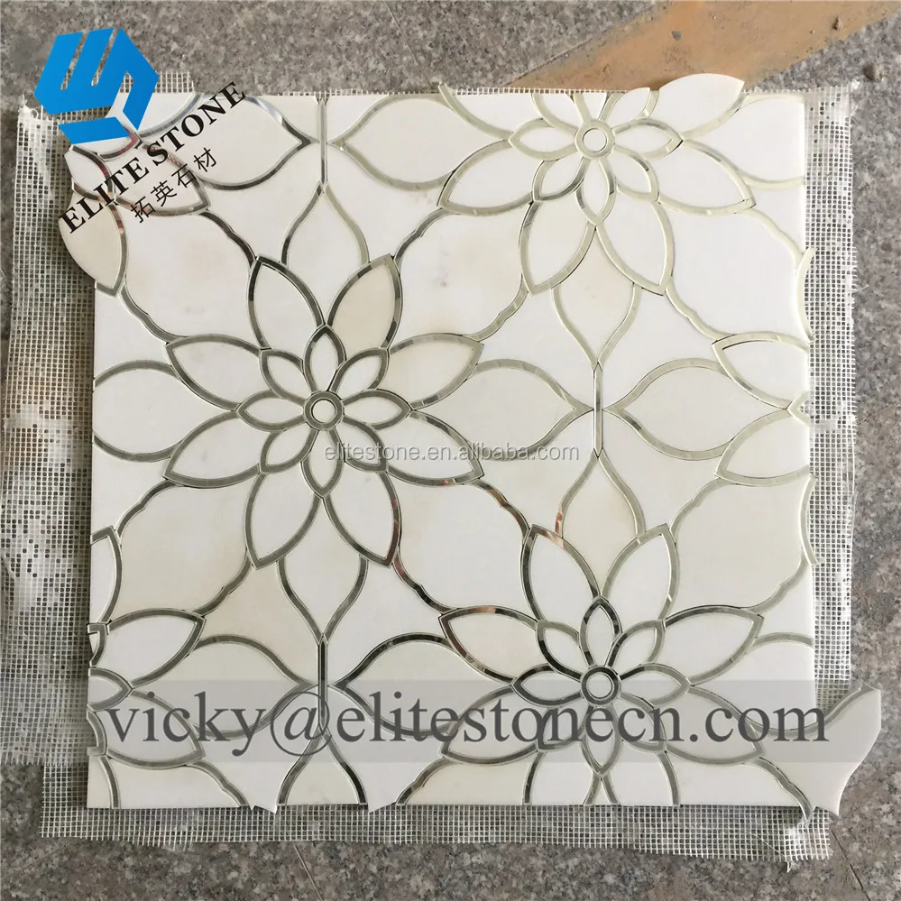 waterjet glass mosaic travertine and golden line glass mosaic water color mosaic