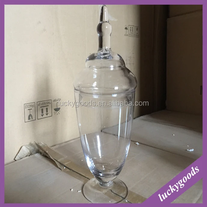 Inexpensive Price European Exquisted Shape Large Glass Apothecary Jars / Glass Candy Jars Wholesale