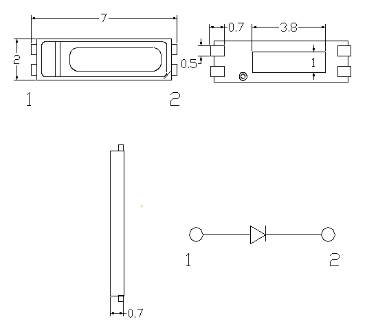 High voltage 6V SMD 7020 LED 1W In series 2 chips white specifications
