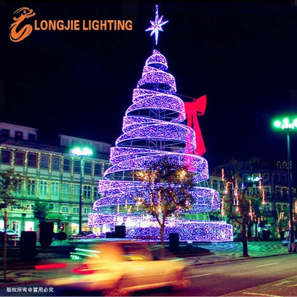 3D outdoor giant metal spiral lighted led Christmas tree with star on top