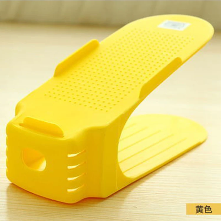 Colorful Double Foldable Storage Plastic Shoe Organizer Space Saving Shoe Storage Organizer