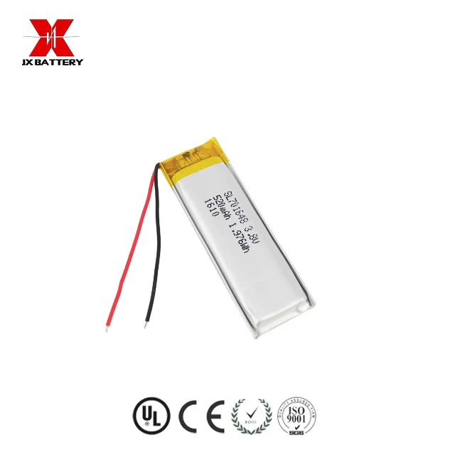 high capacity rechargeable 3.7v lipo battery 701648 520mAh for electronic pen