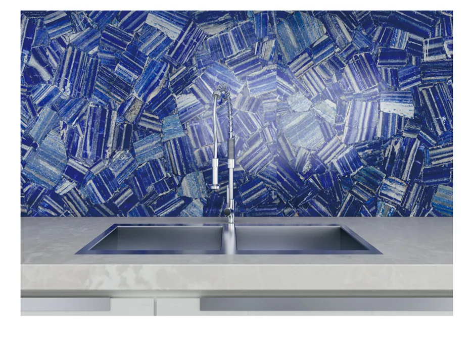 Artificial Lapis Lazuli Slab Union Stone Kitchen Countertop Price Polished Modern Square Graphic Design Hotel Blue