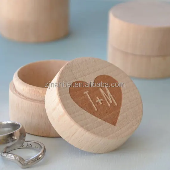 2024 Custom Made Small Cheap Round Wooden Ring Box Wooden Gift Packaging Box