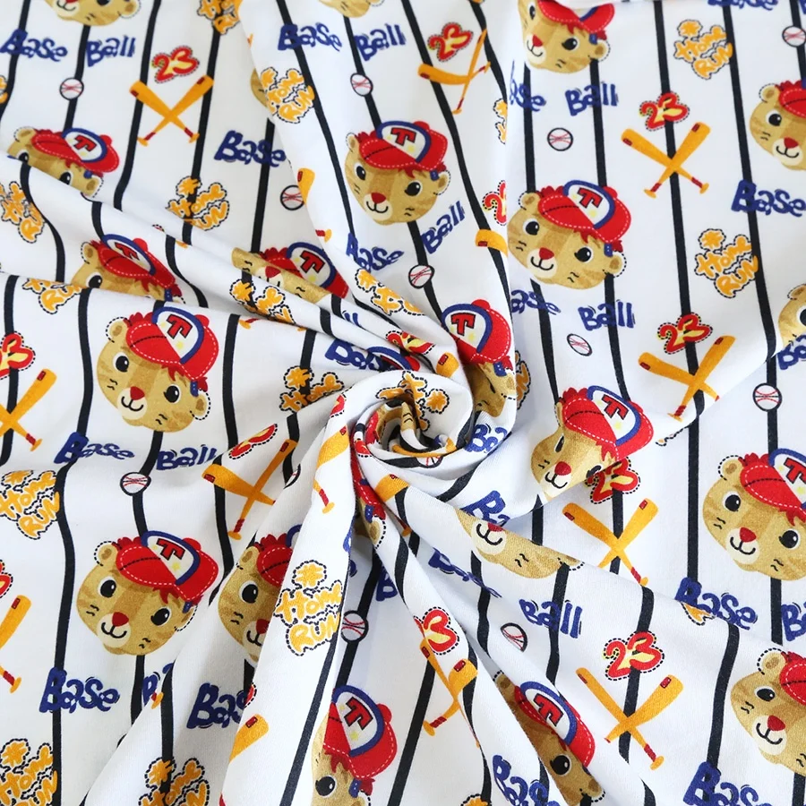 
High Quality digital printing on Bamboo fiber cotton french terry fabric for kids 