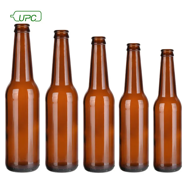 Wholesale 330ml 500ml empty glass amber beer bottle