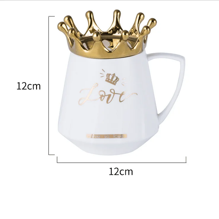 
Nordic Creative Light Luxury Crown Ceramic Mug Lid for Phone Holder Cup Couple Coffee Mug Milk Tea Ceramic Coffee Cup and Mugs 