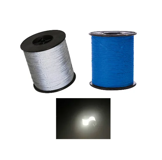 Hi Viz 1mm 2mm Width Silver Grey Color Double Side High Light Reflective PET Acrylic Sewing Thread Yarn for Knitting Dog Collars
