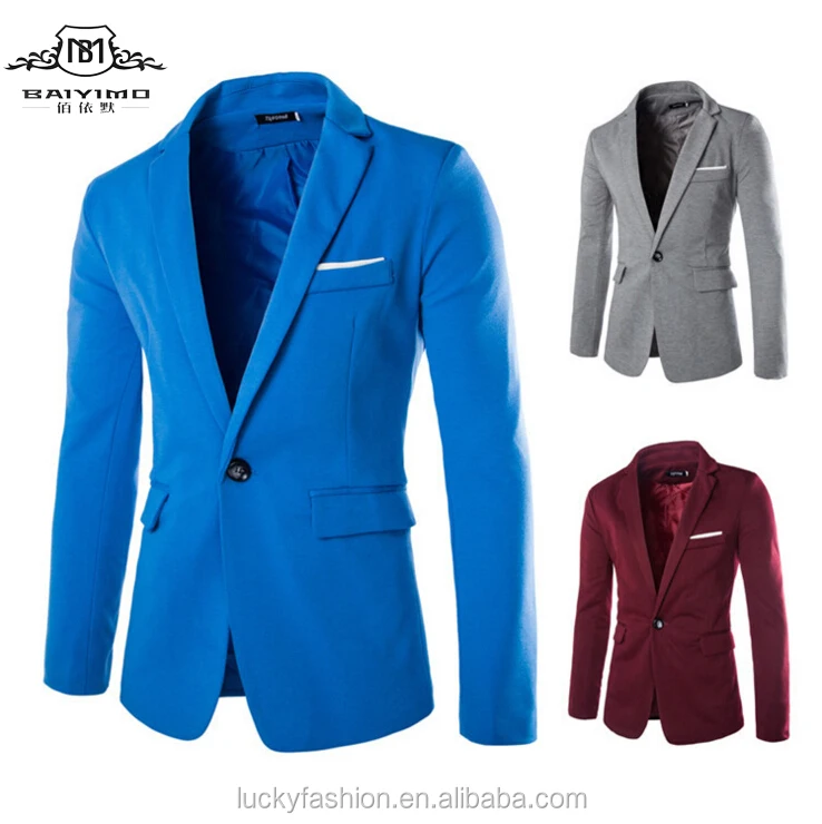 Long Sleeve Mens Korean Fashion Design Custom Jacket One Button Slim Stylish Blazer