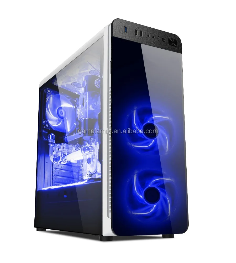 
BLACK COLOR DELUXE Computer GAMING CASE WITH RGB/LED FAN TEMPERED GLASS 