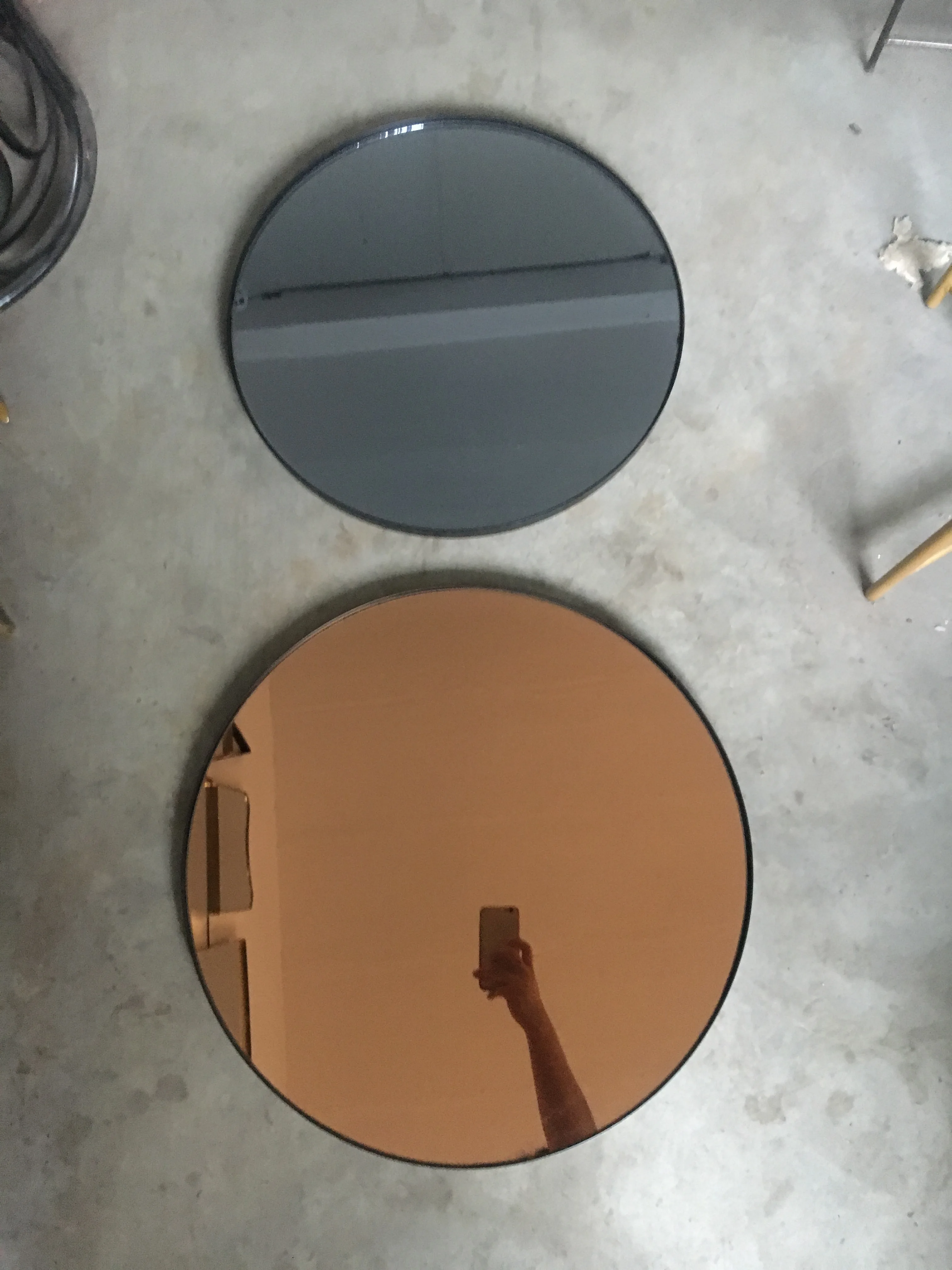 Black metal frame round colored mirror wall hanging mirror miroir circulaire dexoracion de espejo