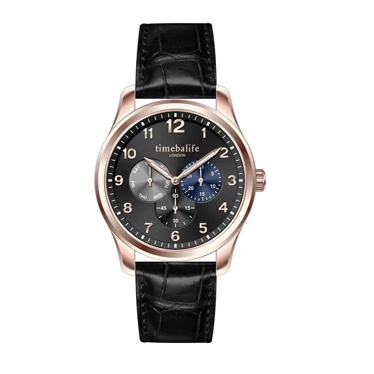 Mens Watches Chronograph Automatic Function crocodile leather straps Luxury Stainless Steel Watch