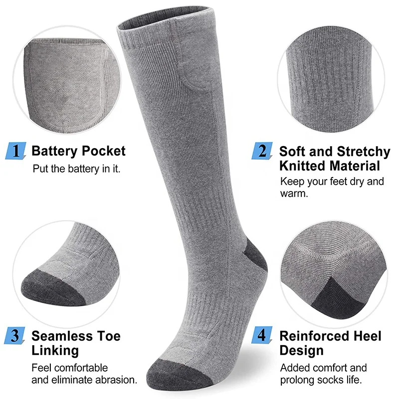 Winter Ski Usb Rechargeable Battery Electric Heated Socks