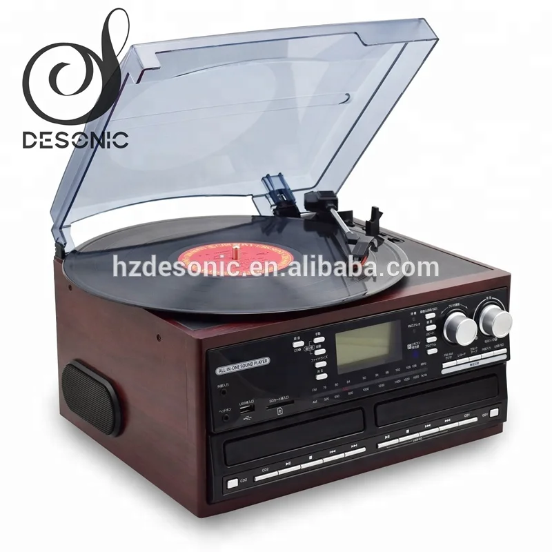 All in one multiple record player turntable with double cd  cassette USB and radio