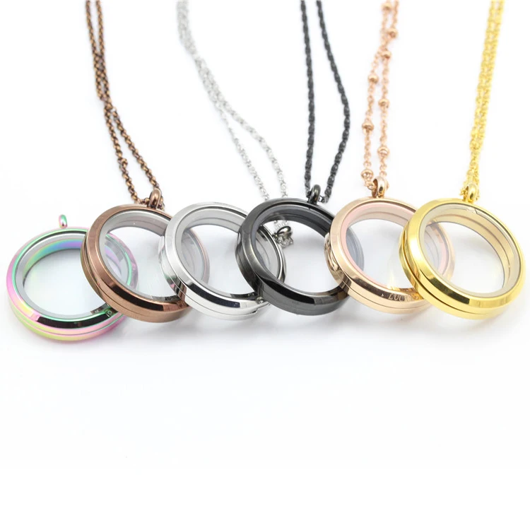 25mm/30mm Round Shape Various Color Stainless Steel Glass Locket  Floating Locket