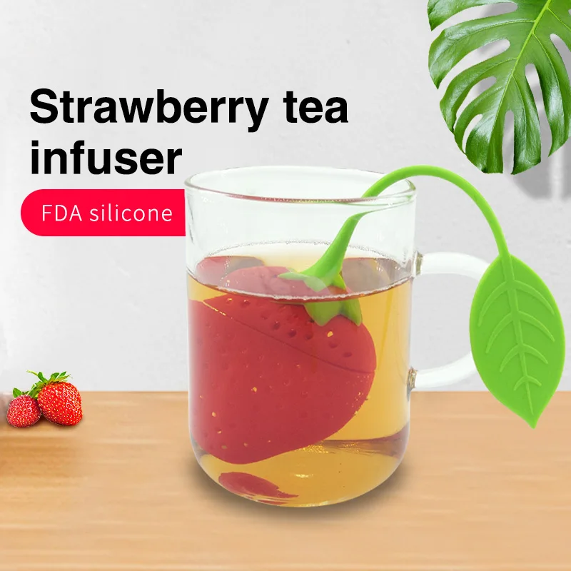 Cute plastic silicone tea  filter  infuser  with handle unique mini fruit  tea infuser  tea tools for gift