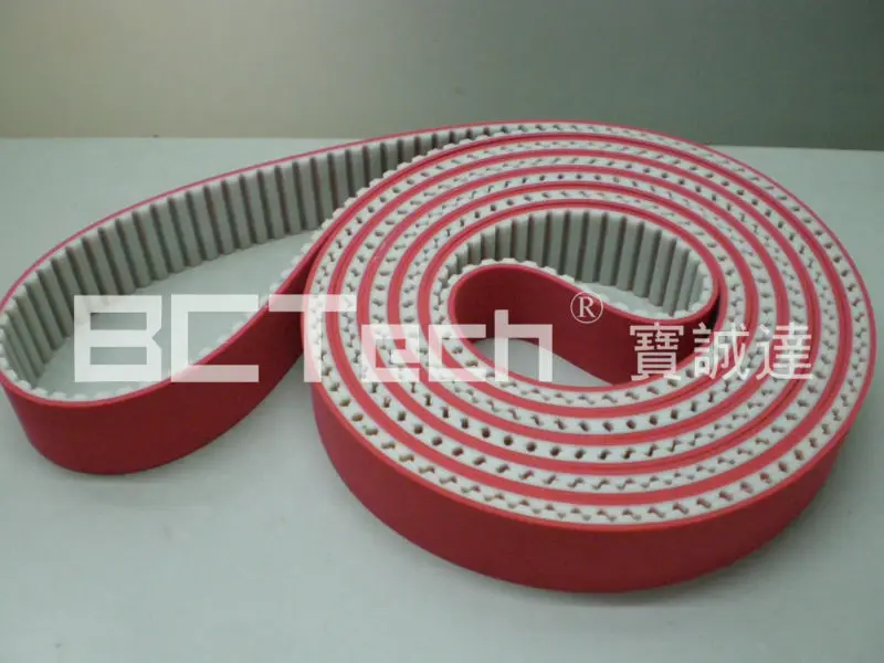 Специальная обработка промышленных ПУ зуба зубчатого ремня с красным резиновым покрытием