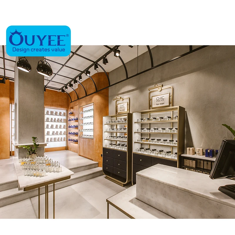 Perfume Display Shelf Shop Interior Design Decoration Furniture Perfume Display Cabinet Perfume Showcase Display Table