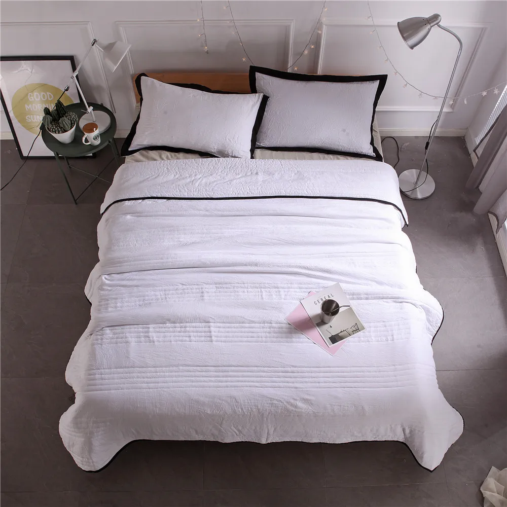 
Microfiber washstone fabric quilt Coverlet Bed-cover set Solid Color Bedspread with 2Shams. Hypoallergenic,Stitched 