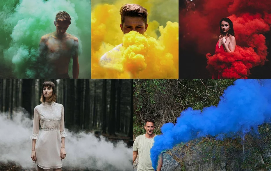 Wire Pull daytime hand hold wedding party colorful smoke flare tube fountain fireworks for wholesale