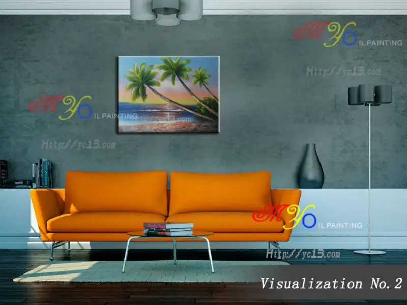 coconut tree High quality oil painting triptychs , Triptych Painting