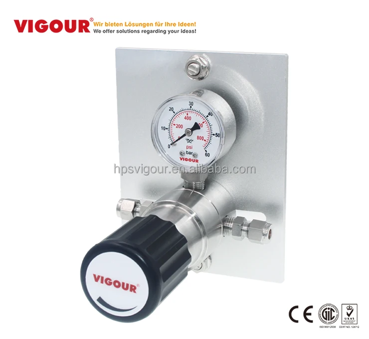 Single stage high purity gas fixed pressure gauge adjustable gas pressure regulator