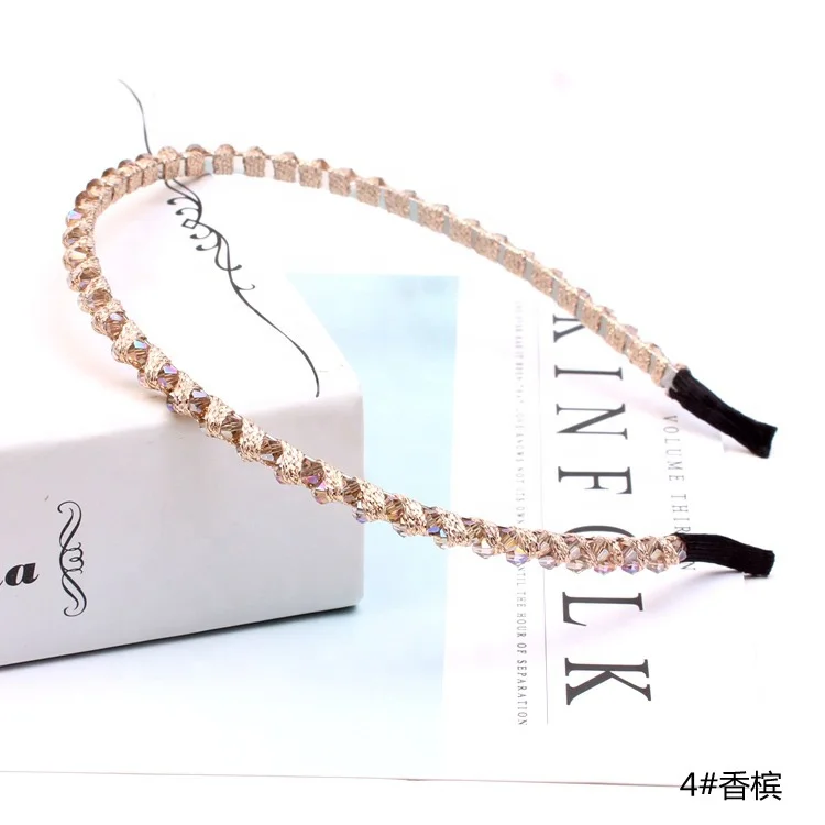 High-grade Fashion Hair Hoops Accessories Women Shiny Thin Crystal Headband