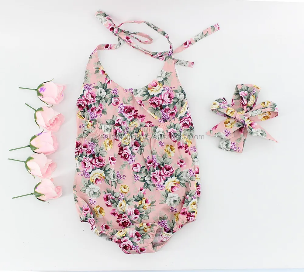 Bulk wholesale kids clothing manufacturers overseas baby floral 2 piece clothes summer dress romper