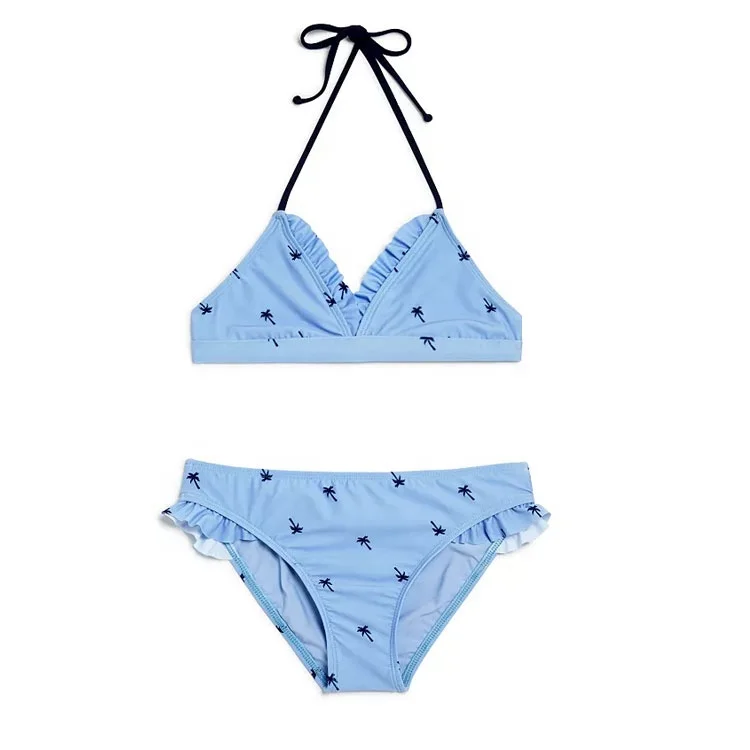 Custom your logo ethic Shiny lovely little girl modeling bikini For 5-14 Years Girls Striped Print Bikini