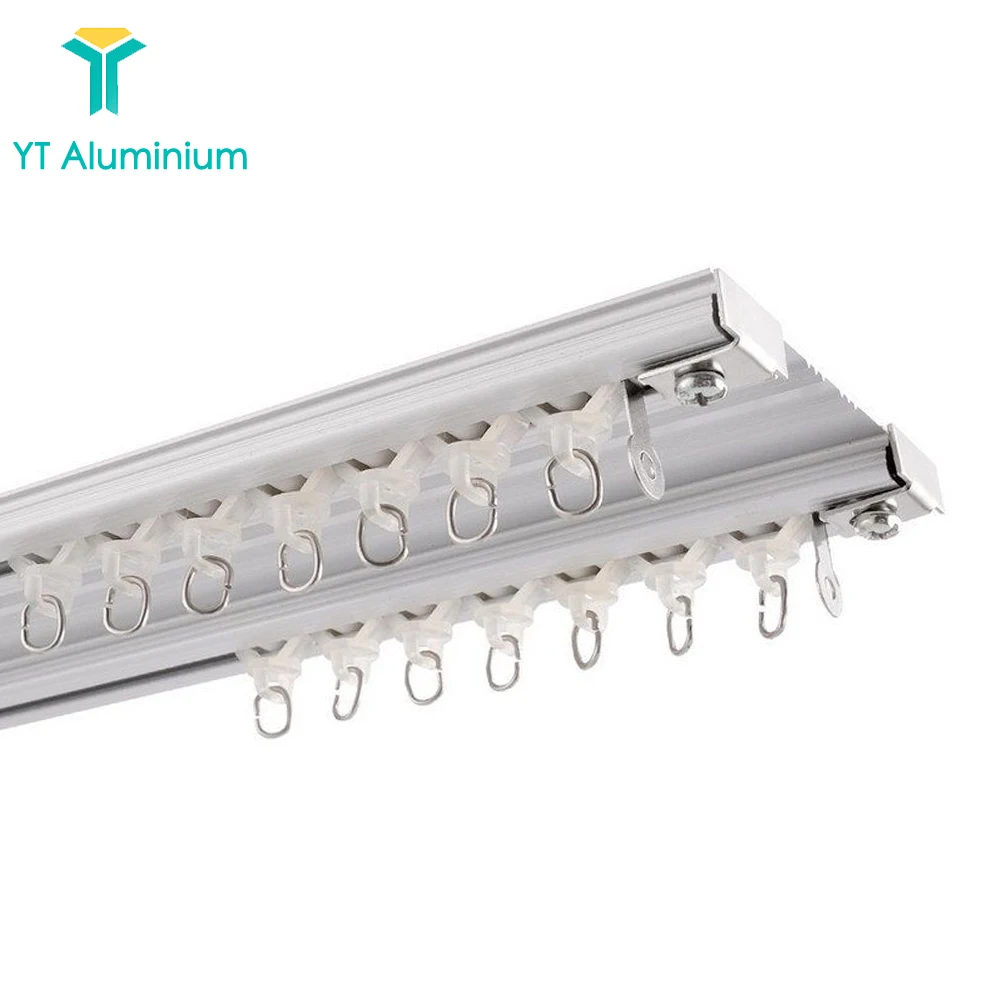 Powder Coated White Channel Flat Curtain Track Customizable Industrial Curtain Rail