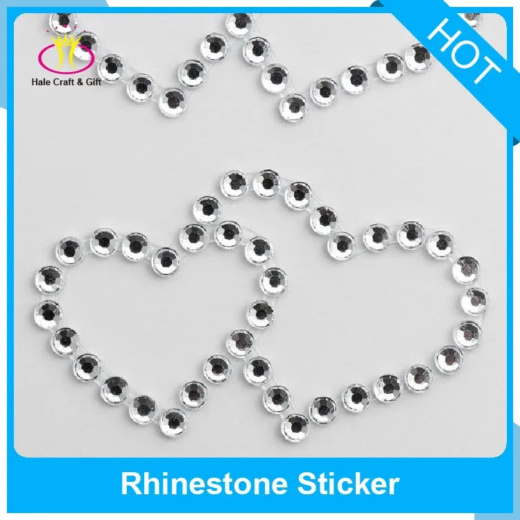 Rhinestone Diamante Embellishment Round Heart Gems Crystal Sticker