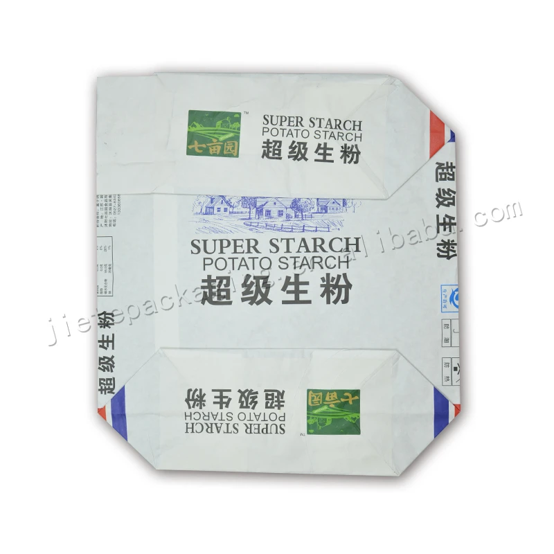 Stand up white kraft paper flour bag for potato starch, corn wheat flour,green bean powder