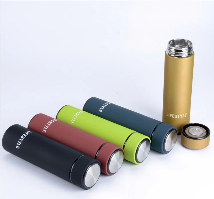  wide Rubber frosted paint water tea Sieve infuser bottle car life vacuum cup thermos