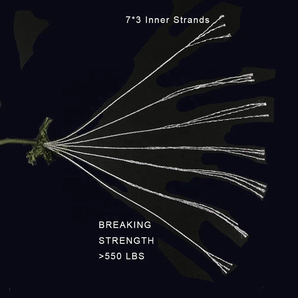 Wholesale Outdoor Sports 7 Strand 550 Paracord Lanyard Parachute Cord 100% Nylon Rope String