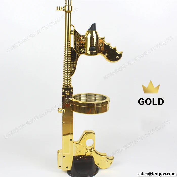 Silver Gold Rose Gold Rechargeable LED Champagne Gun Sprayer Machine with Jet Nozzle Pourer Convert Base