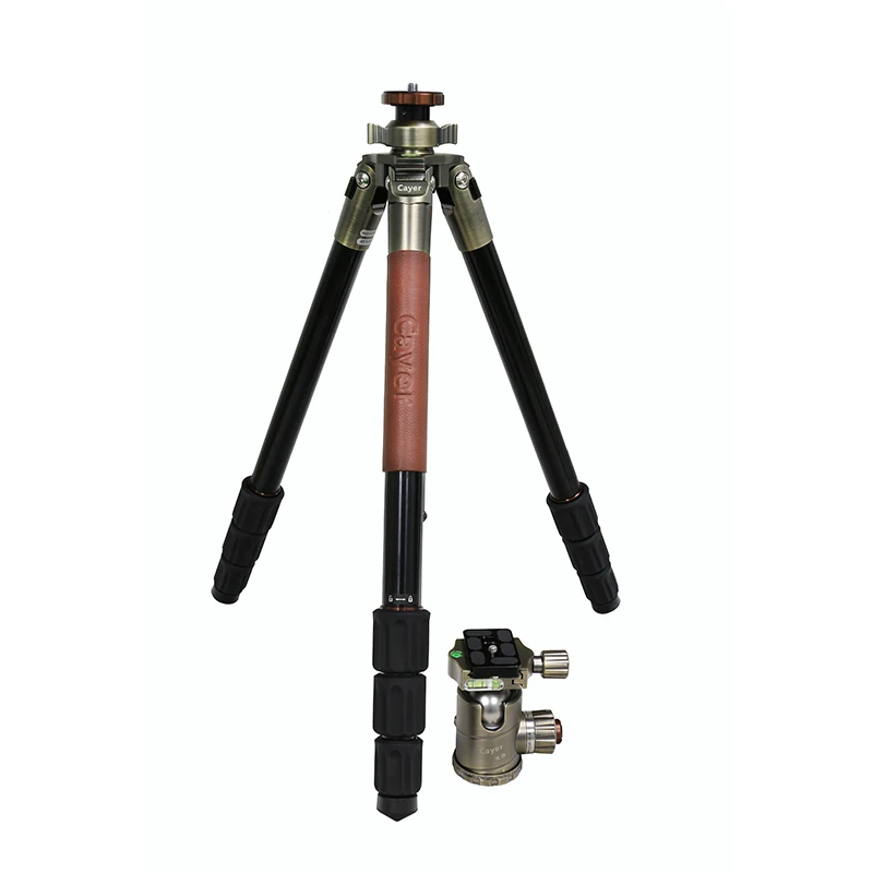 Cayer AT2470X3 Professional Photo Tripod Kit Aluminum Antique Brass Max Height 1820MM Digital Camera Aluminum Alloy 4 Sections