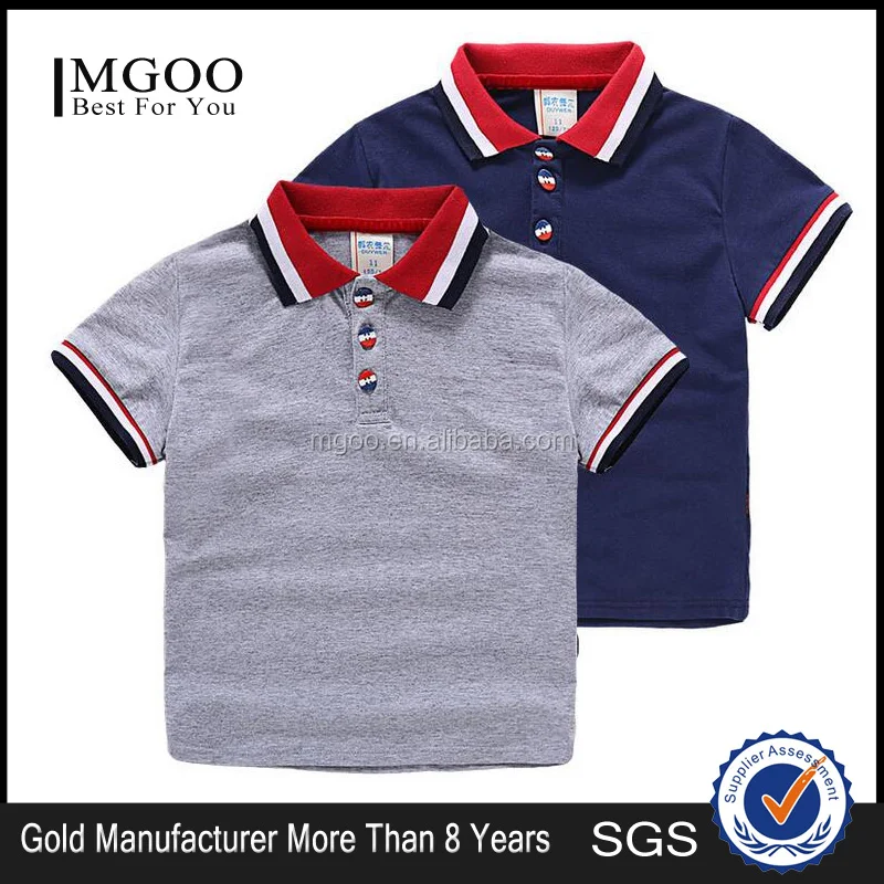 Kid Boys Polo Shirt With Ribbing Collar Custom Logo Design Plain Polo For Children Short Sleeve Top