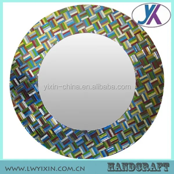 40-60cm mosaic resin round blue hand carved decorative wood mirror frame