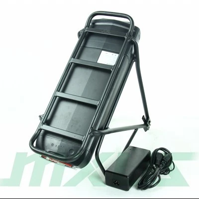 36V 16Ah rechargeable LG cell 3200 rear rack electric bike battery with rack and charger