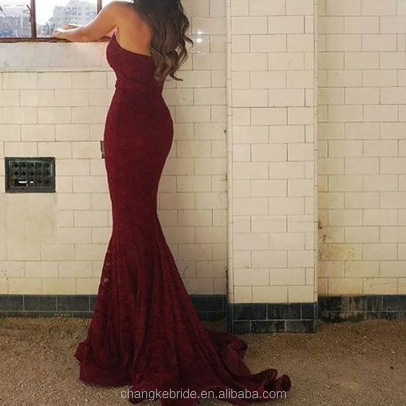 
Sexy Bodycon Bridesmaid Dress Party Gown Lace Mermaid Burgundy Bridesmaid Dresses Tube China Manufacture 2018 
