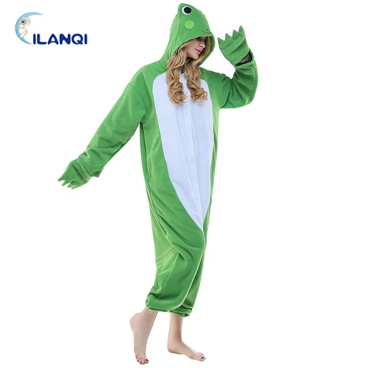Manufacturer onesie flannel fleece polyester frog animal pajamas for adults
