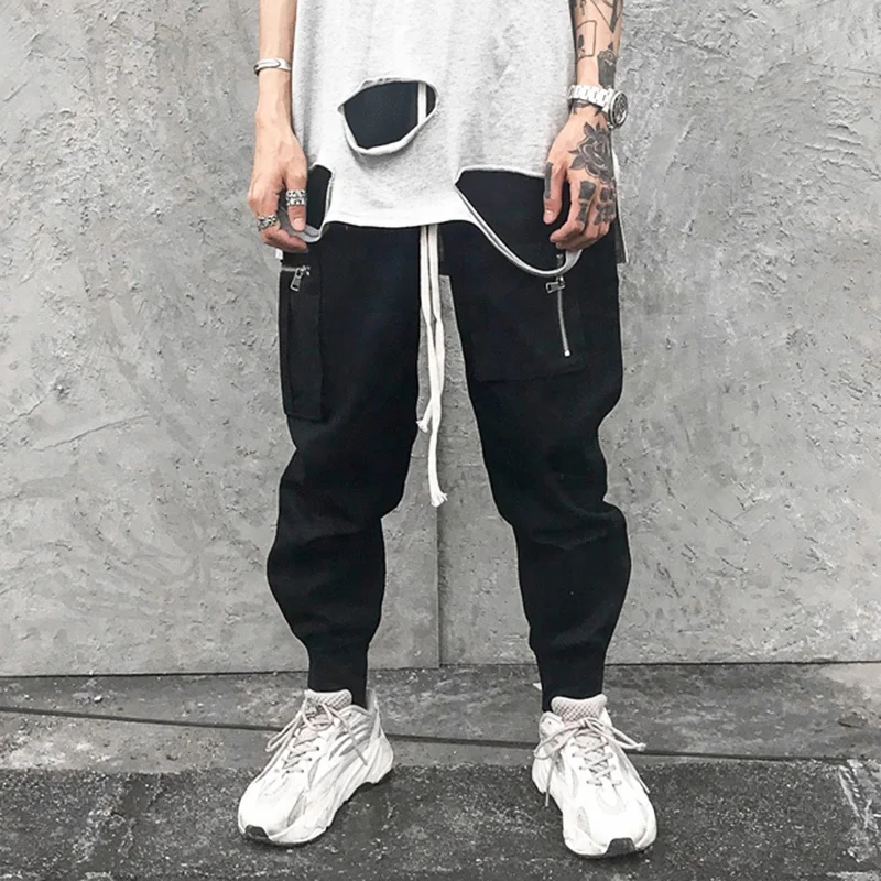 
OEM wholesale hip hop tracksuits pocket mens cargo work wear street style trousers slim fit pants stock dropshipping 