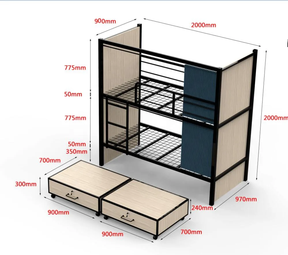 Cheap price metal latest bed design 3 bunk bed adult steel hostel triple bunk bed frame loft  bunk  for hotels kids wholesale