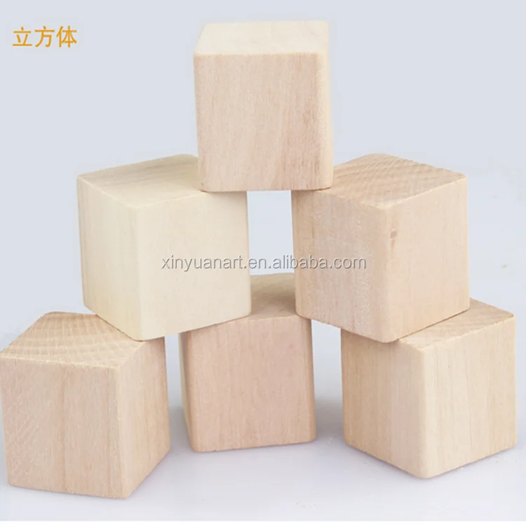 High quality polished natural color wooden block for kids 20mm DIY wood cubes
