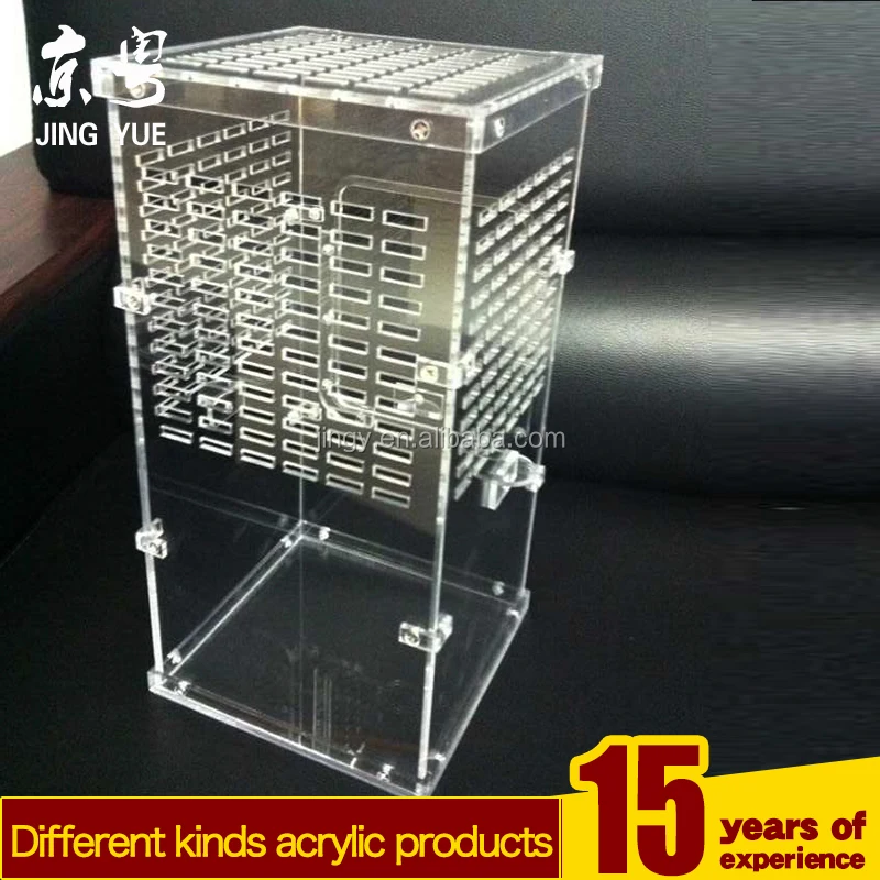 Factory custom clear pmma plexiglass acrylic reptile terrarium pet cage acrylic reptile cage for Larvae spiders ants scorpion