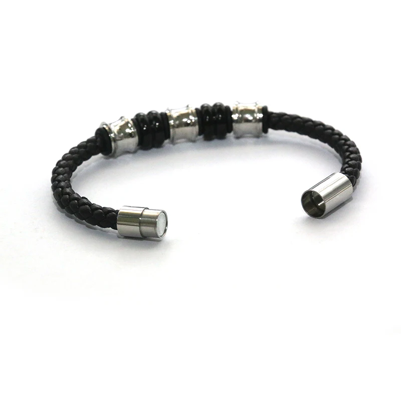 
Factory supply superior quality cool hand custom engrave leather rope charm bracelet new arrival luxury bracelet for man 